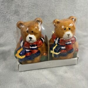 3" Ceramic Christmas Holiday Winter  Bear Salt & Pepper Shaker Set